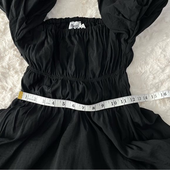 Princess Polly Halton Mini Dress Black smocked / puffed sleeves off shoulder - 4 - Picture 7 of 10